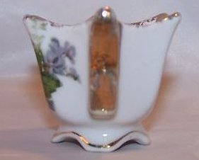 Image 3 of Miniature Floral Print Teacup Cup, Double Loop Handle