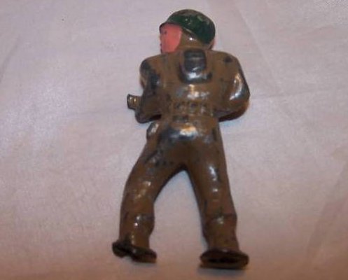 Image 1 of Barclay Metal Soldier with Gun, Helmet, Broken Foot