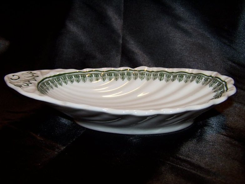 Image 2 of Green and White Scalloped Seashell Dish, Buffalo China