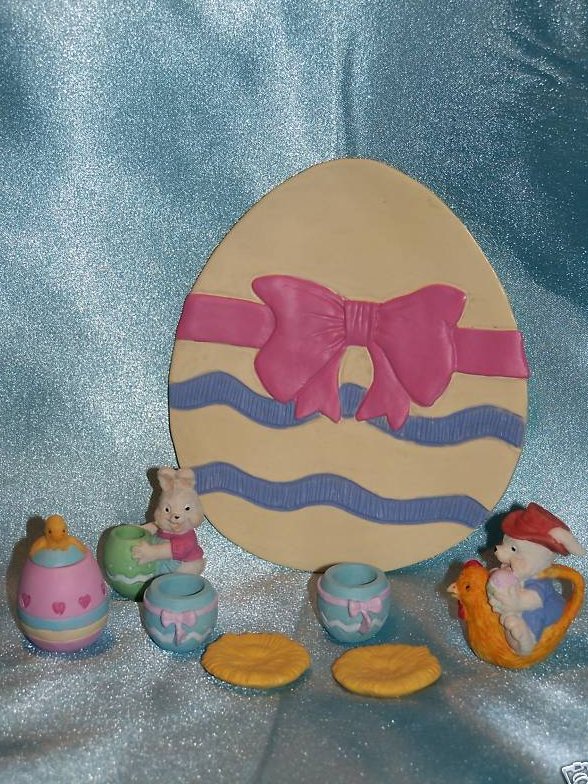 Image 1 of Easter Bunny Chick Egg Tea Set, Miniature, New