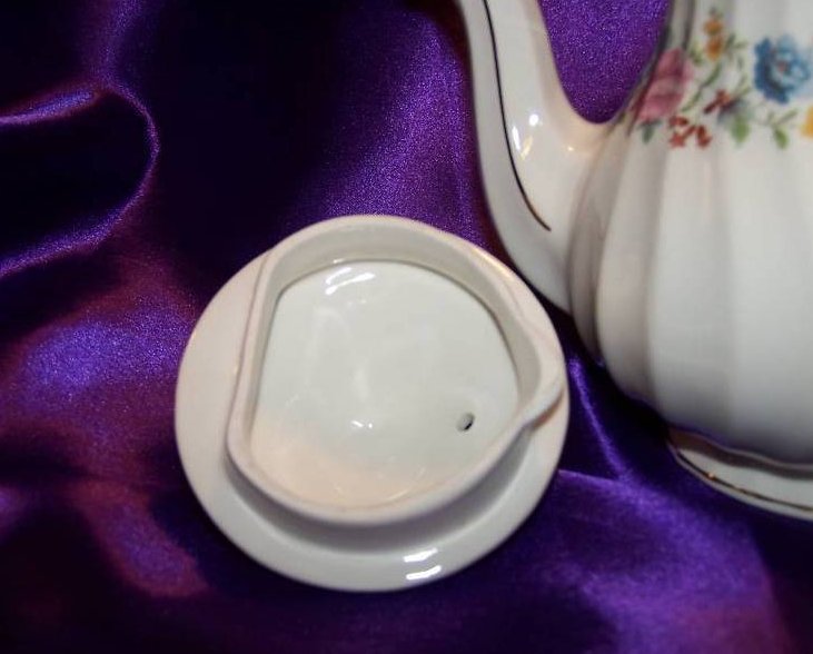 Image 4 of Sadler Floral Porcelain Teapot Tea Pot, Gold Trim