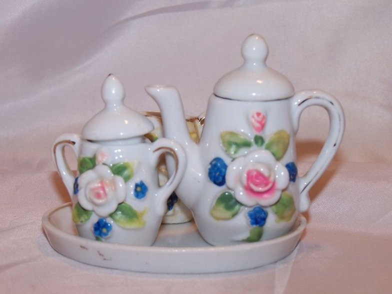 Image 1 of Miniature Tea Set with Roses, Forget-Me-Nots, Japan