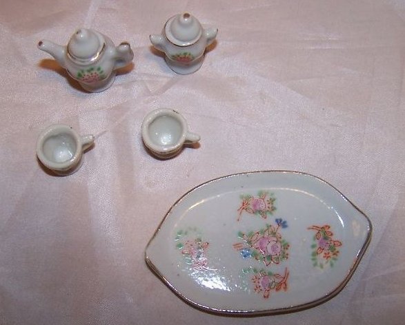 Image 4 of Occupied Japan Miniature Floral Tea Set w Tray, Box