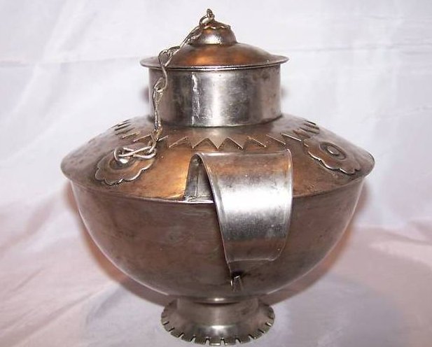 Image 3 of Metal Teapot Tea Pot w Decorative Metalwork