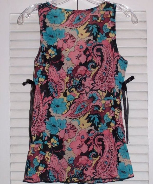 Image 1 of Juniors Sz S Sleeveless Floral, Paisley w Lace, Seal