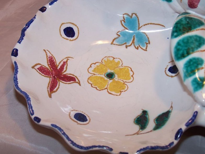 Image 1 of Hand Painted, Sculpted, Sectioned Bowl, Italy Italian Potter