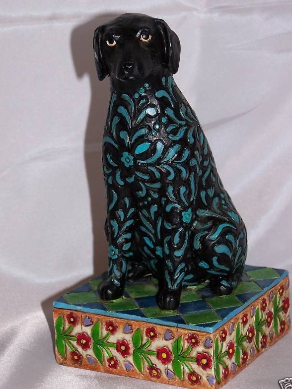 Image 0 of Jim Shore Black Labrador Dog, Floral Design