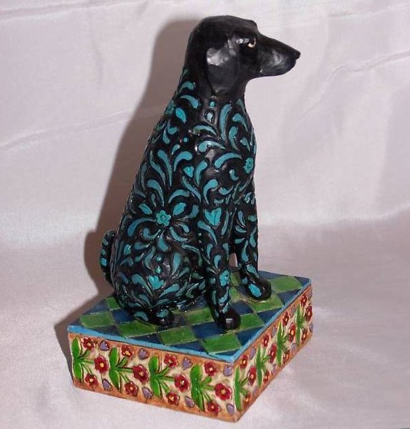 Image 1 of Jim Shore Black Labrador Dog, Floral Design