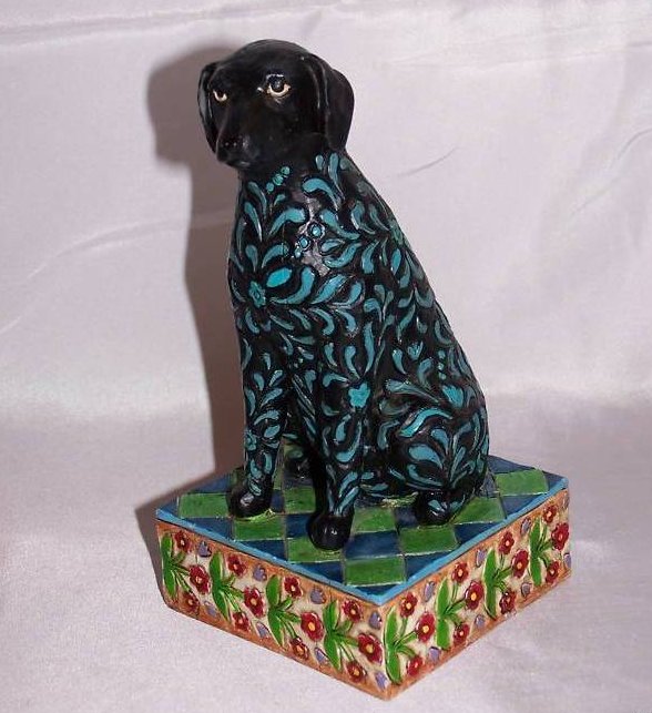 Image 4 of Jim Shore Black Labrador Dog, Floral Design