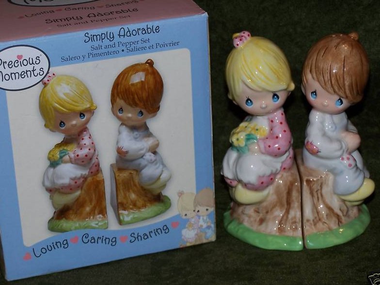 Image 2 of Precious Moments Salt, Pepper Shakers with Box