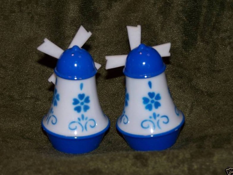 Image 2 of Windmill Salt and Pepper Shakers, Blue and White