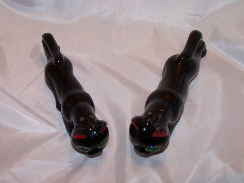 Image 5 of Rhinestone Eye Black Cat Salt Pepper Shakers, Japan
