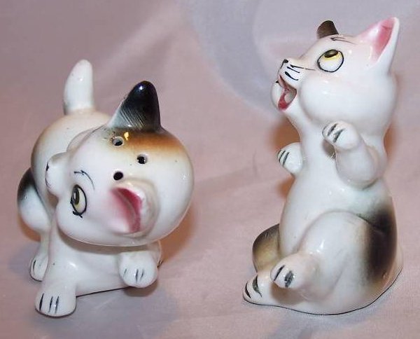 Image 1 of Yowling Cat, Kitten Salt and Pepper Shakers Shaker, Japan Japanese