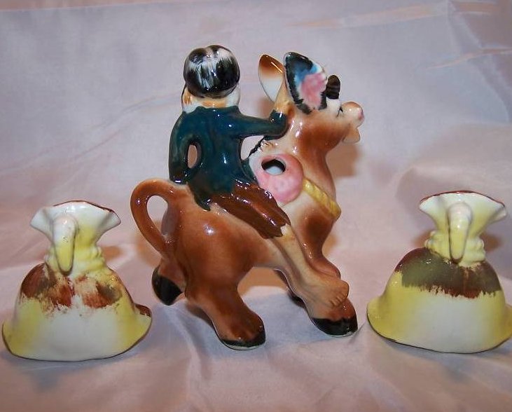 Image 2 of Mule and Hillbilly 3 Piece Salt and Pepper Shakers, Japan 