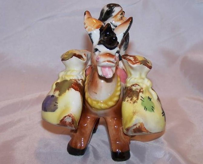 Image 3 of Mule and Hillbilly 3 Piece Salt and Pepper Shakers, Japan 