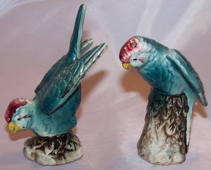 Image 1 of Parakeet Salt and Pepper Shakers Green