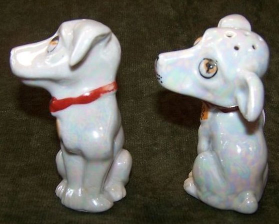 Image 1 of Iridescent White Dog Dogs Salt and Pepper Shakers, Japan