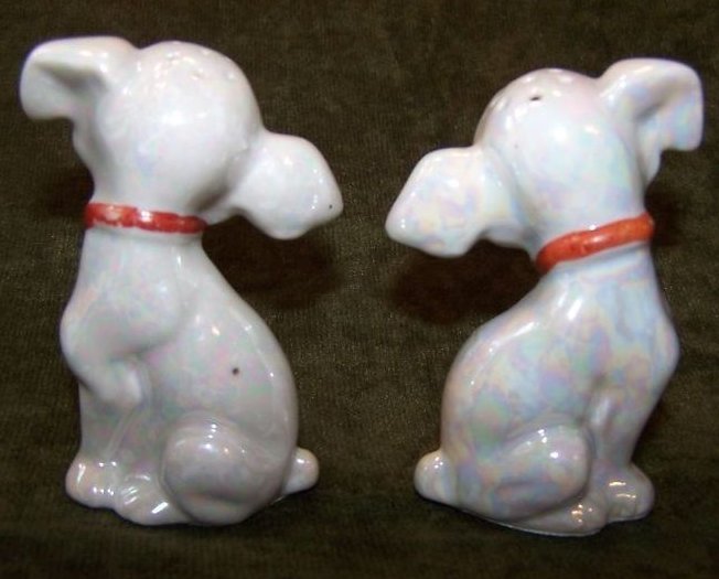 Image 2 of Iridescent White Dog Dogs Salt and Pepper Shakers, Japan