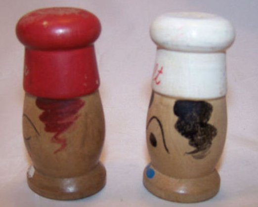 Image 4 of Vintage Small Wooden Chef Salt and Pepper Shakers Shaker