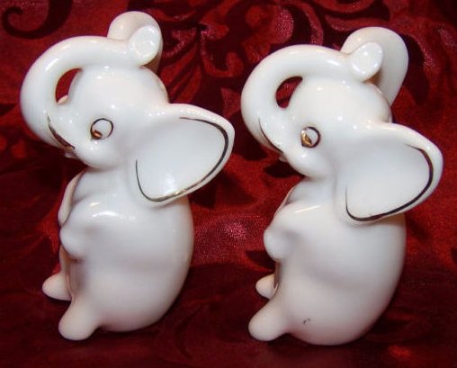 Image 1 of White Elephant Salt and Pepper Shakers Shaker Set, Japan Japanese