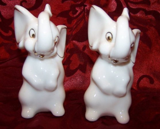 Image 3 of White Elephant Salt and Pepper Shakers Shaker Set, Japan Japanese