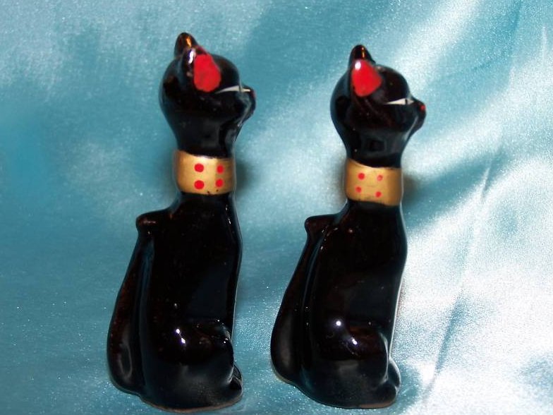 Image 3 of Black Cat Kitten Kitty Salt Pepper Shakers, Japan