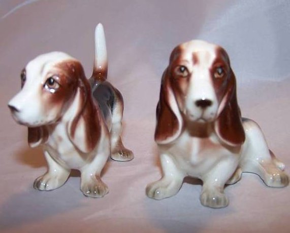 Image 1 of Bassett Hound Dog Salt and Pepper Shakers Shaker, Japan 