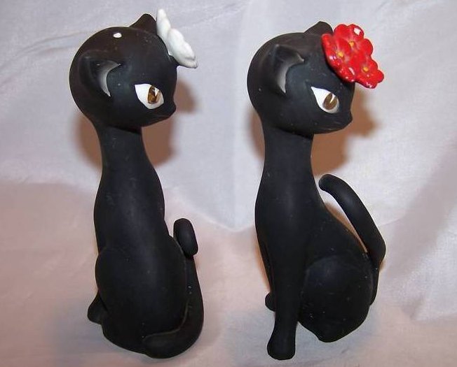 Image 3 of Black Cat Kitten Salt and Pepper Shakers Set Classy