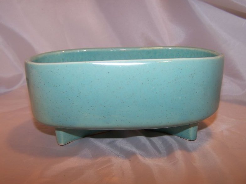 McCoy Pottery Footed Planter, Speckled Green Gloss, USA