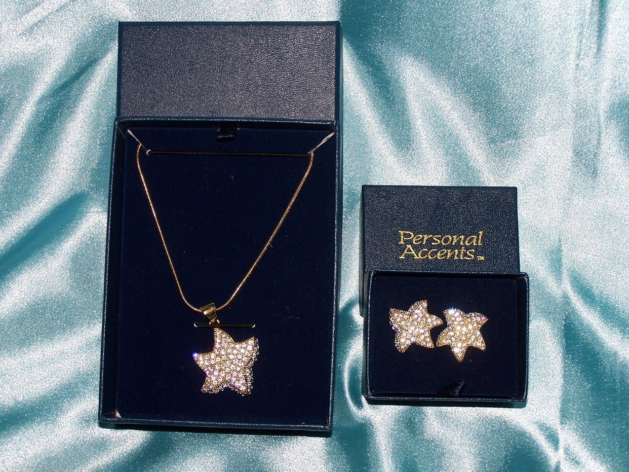 Image 1 of Gold, Crystal Star Earring, Necklace Jewelry Set, New, Breathtaking