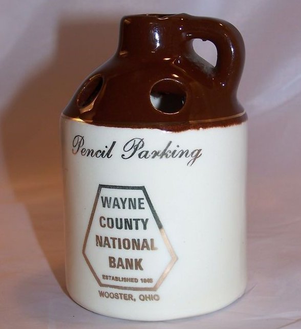 Image 0 of Wayne County National Bank Promo Ad, Pencil Jug, Mini Crock