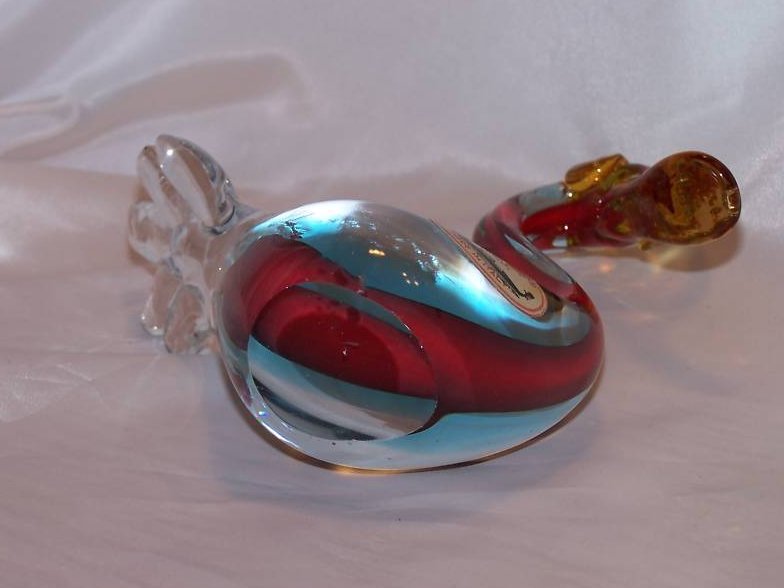 Image 4 of Venetian J.I. Co. Italian Glass Duck, Red, Blue, Yellow