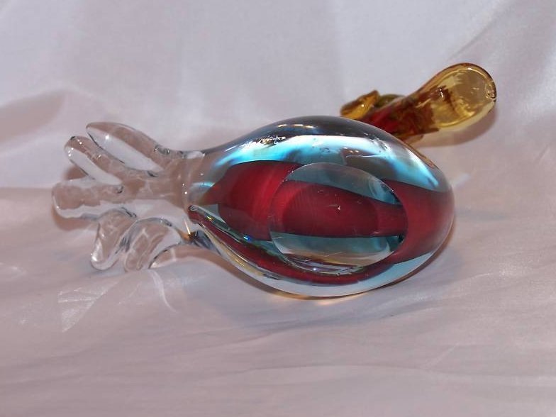 Image 5 of Venetian J.I. Co. Italian Glass Duck, Red, Blue, Yellow