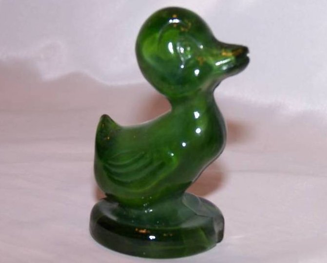Image 2 of Boyd Glass Green Slag Duck