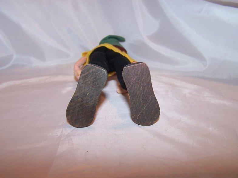 Image 3 of Poseable Vintage Cloth Elf Doll w Brown Hair, Faded Hat