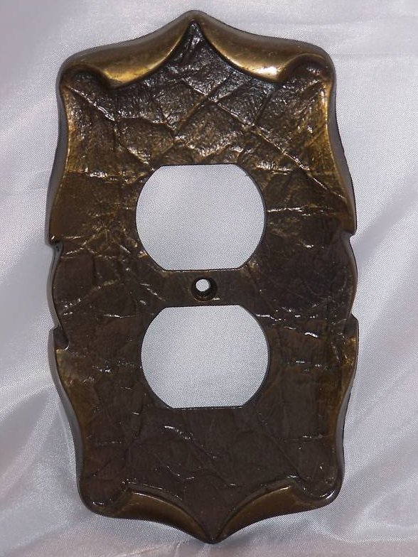 Scrolled Parchment Metal Single Outlet Plate 