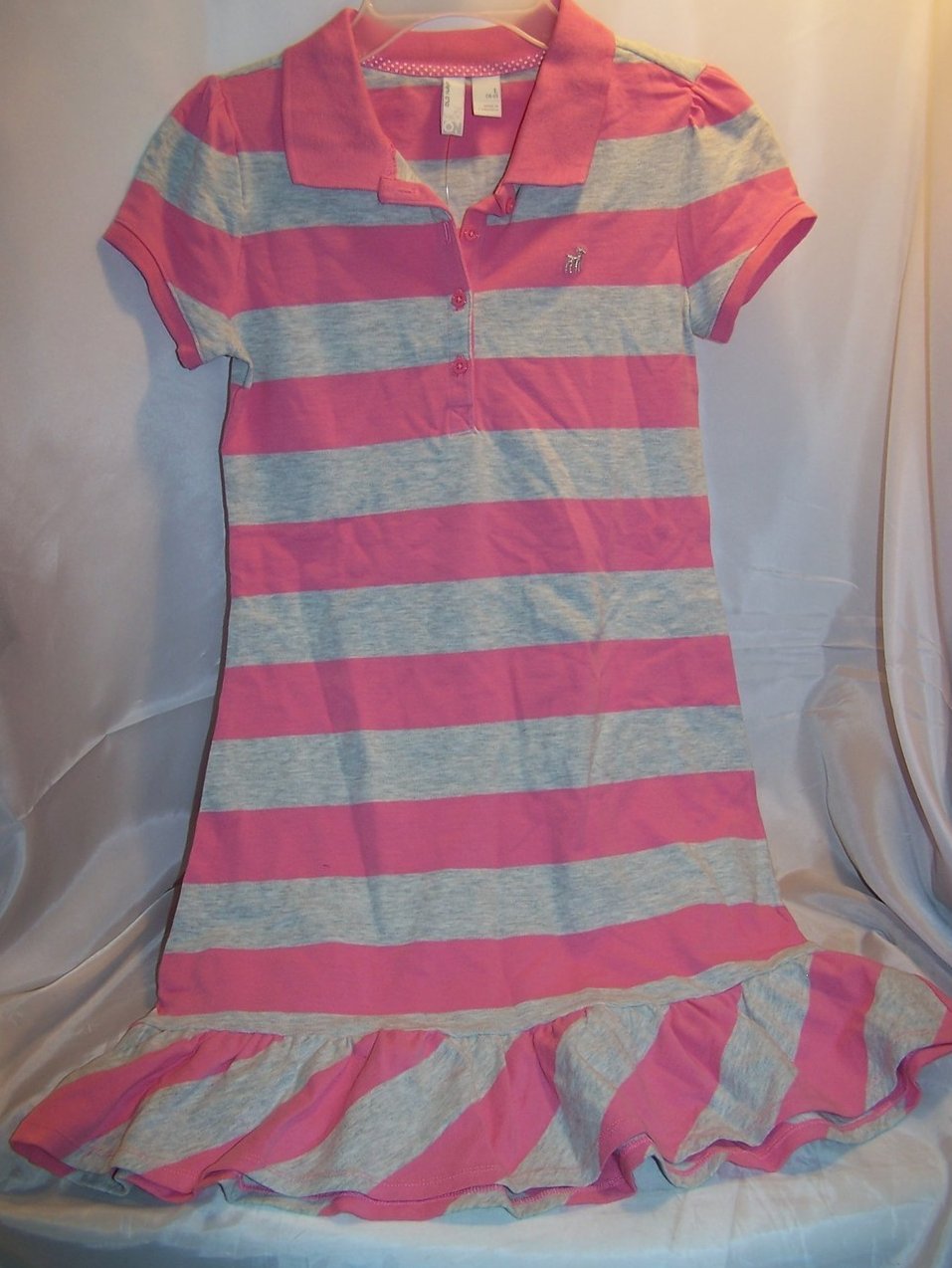 Image 0 of New Sz L 10, 12 Old Navy Pink and Gray Striped Dress