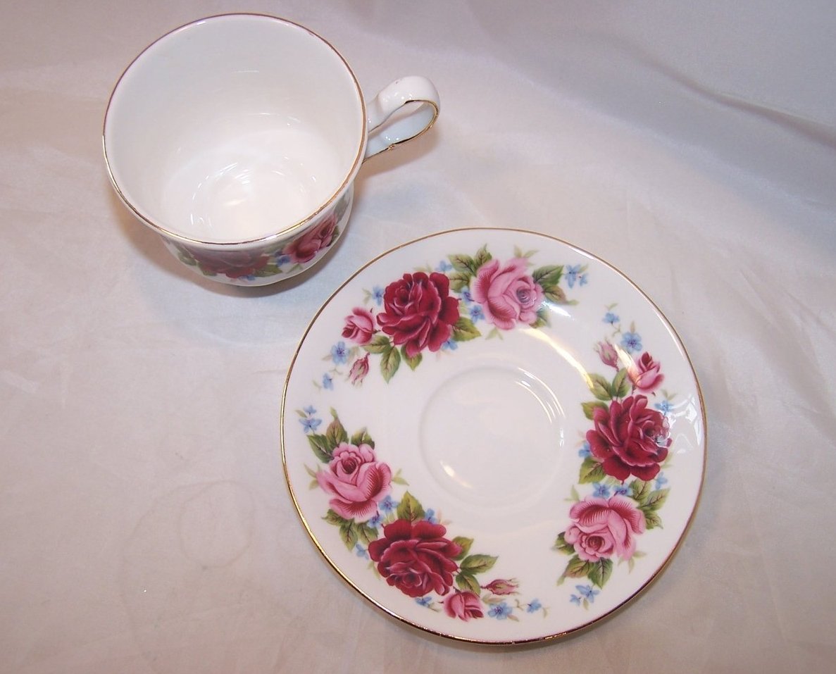 Image 2 of Queen Anne Tea Teacup and Saucer with Roses, Forget Me Nots