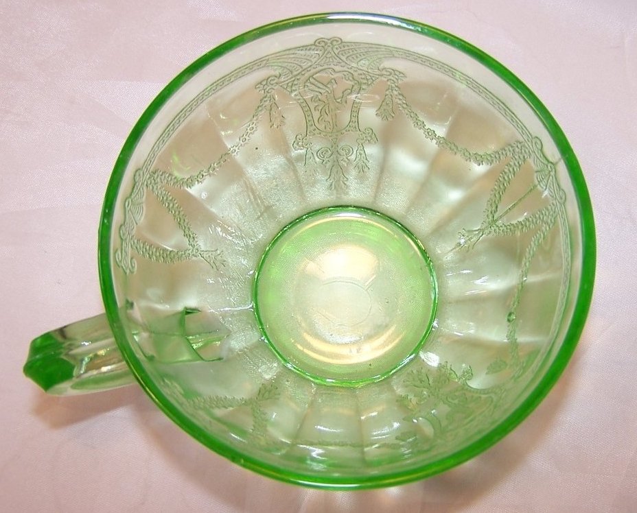 Image 0 of Green Glass Teacup Tea Cup, Ballerina and Flower Design