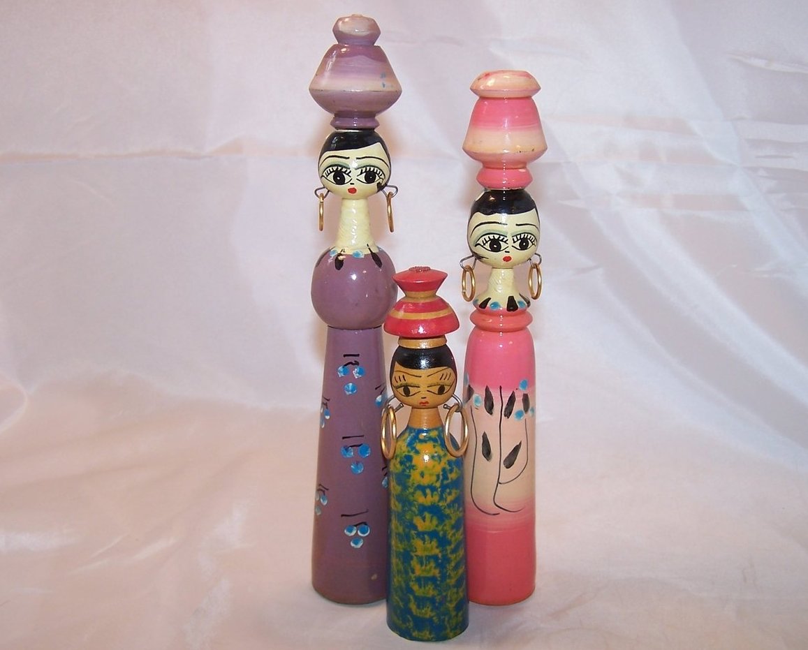 Wooden Doll Trio Hand Painted