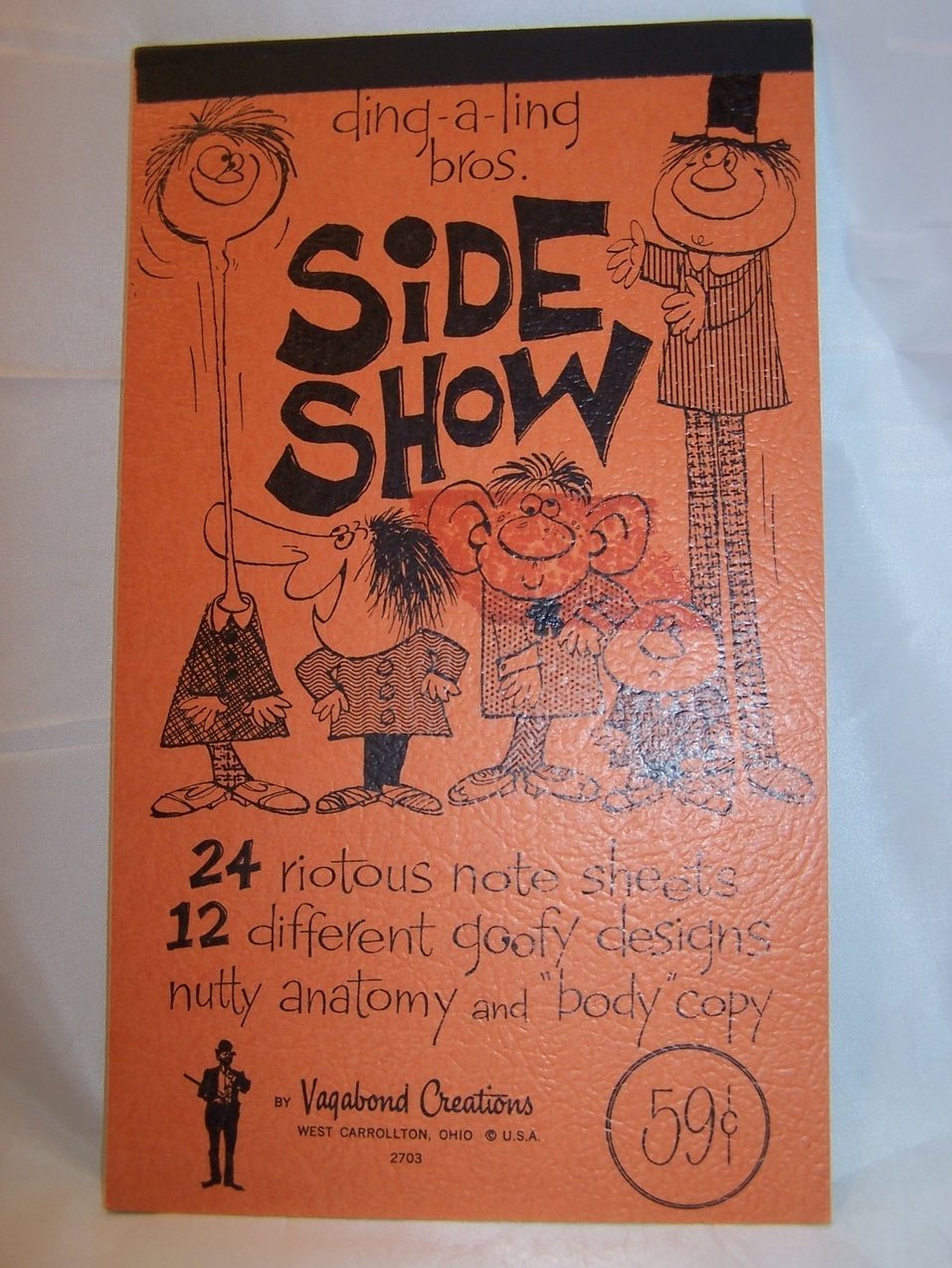 Ding a Ling Bros. Side Show Note Pad, Vintage 70s Seventies 