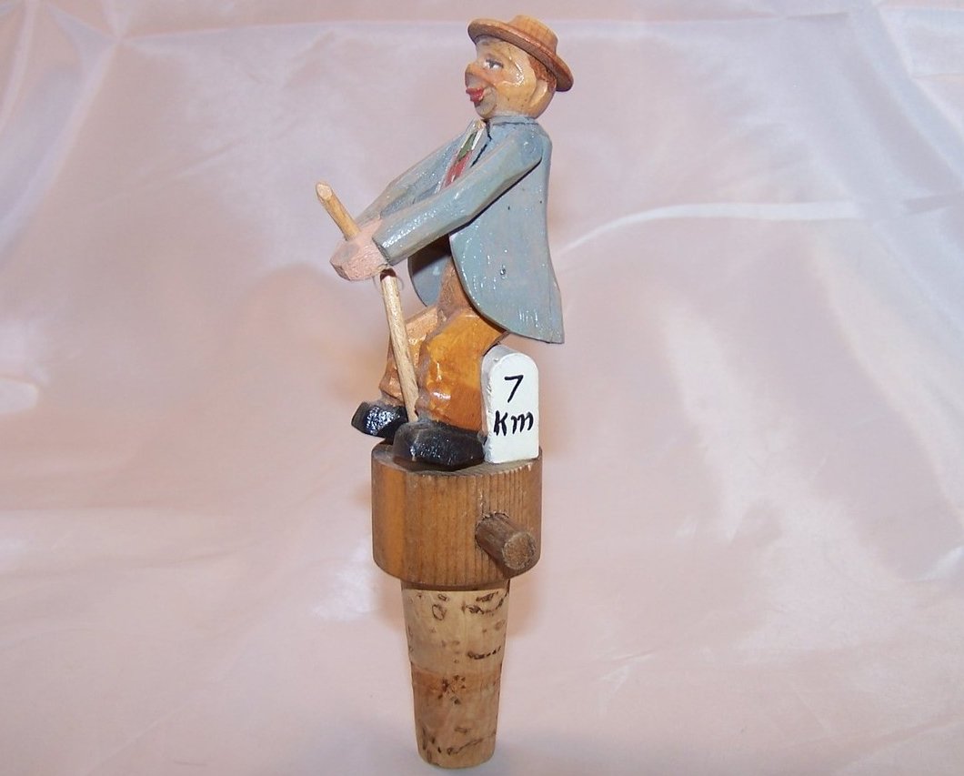 Image 1 of Bottle Stopper Wooden Man Moves