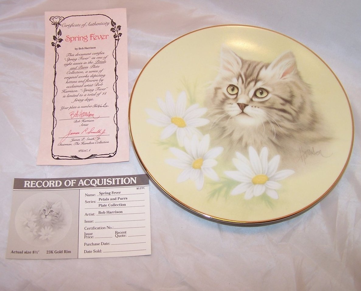 Image 1 of Hamilton Collection Spring Fever, Petals and Purrs Plate COA