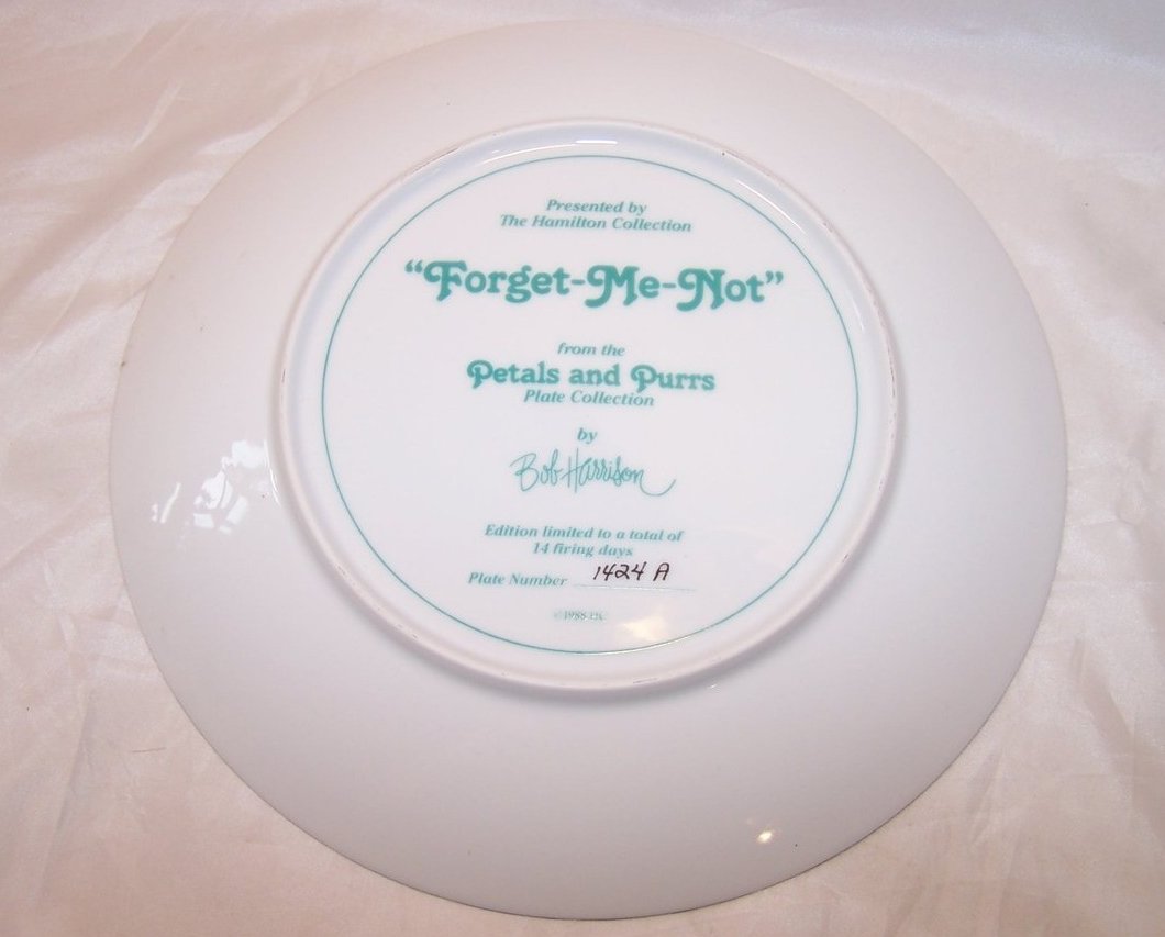 Image 2 of Hamilton Collection Forget Me Not Petals and Purrs Plate COA