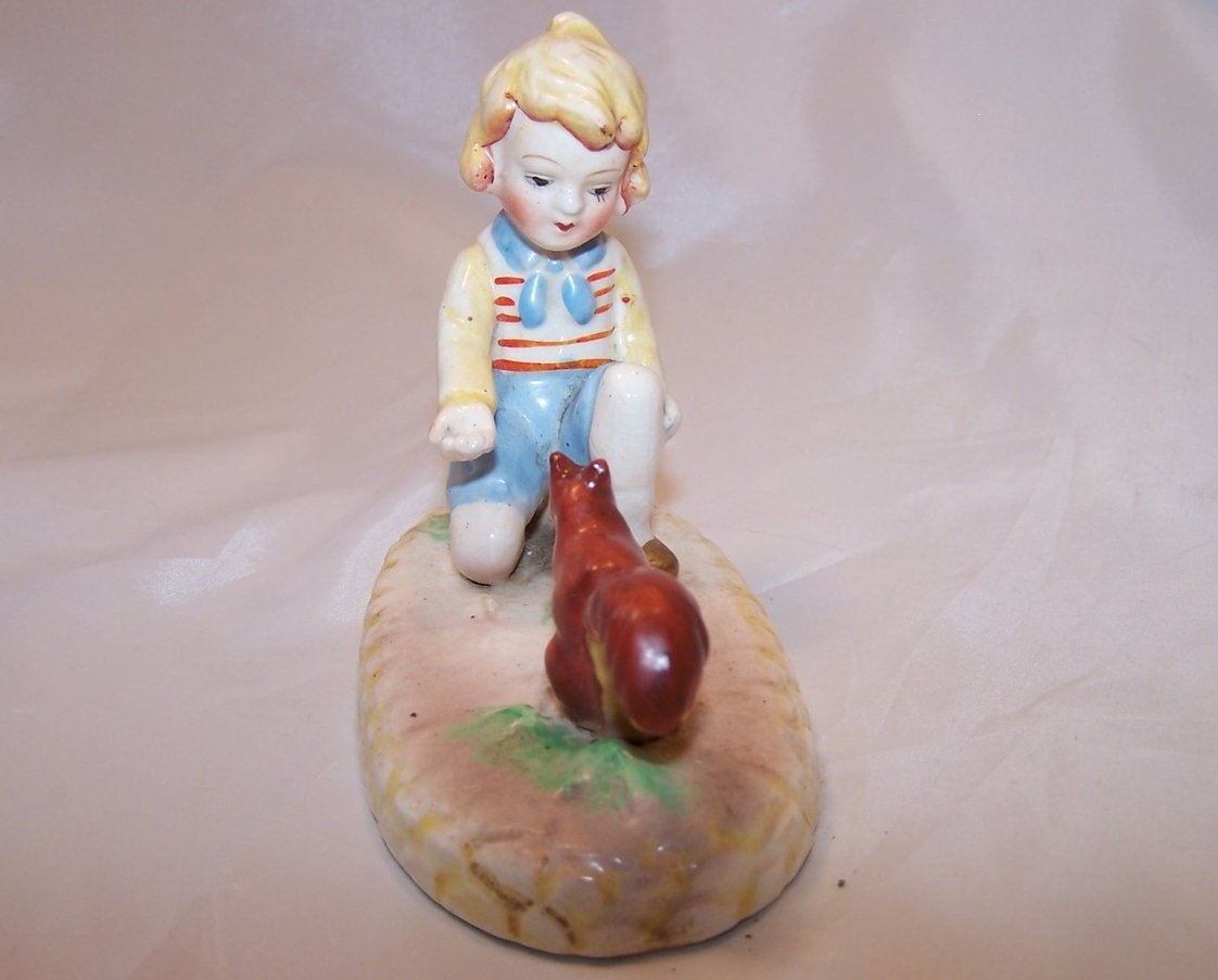 Image 2 of Child Feeding, Making Friends with Squirrel,  Japan Figurine