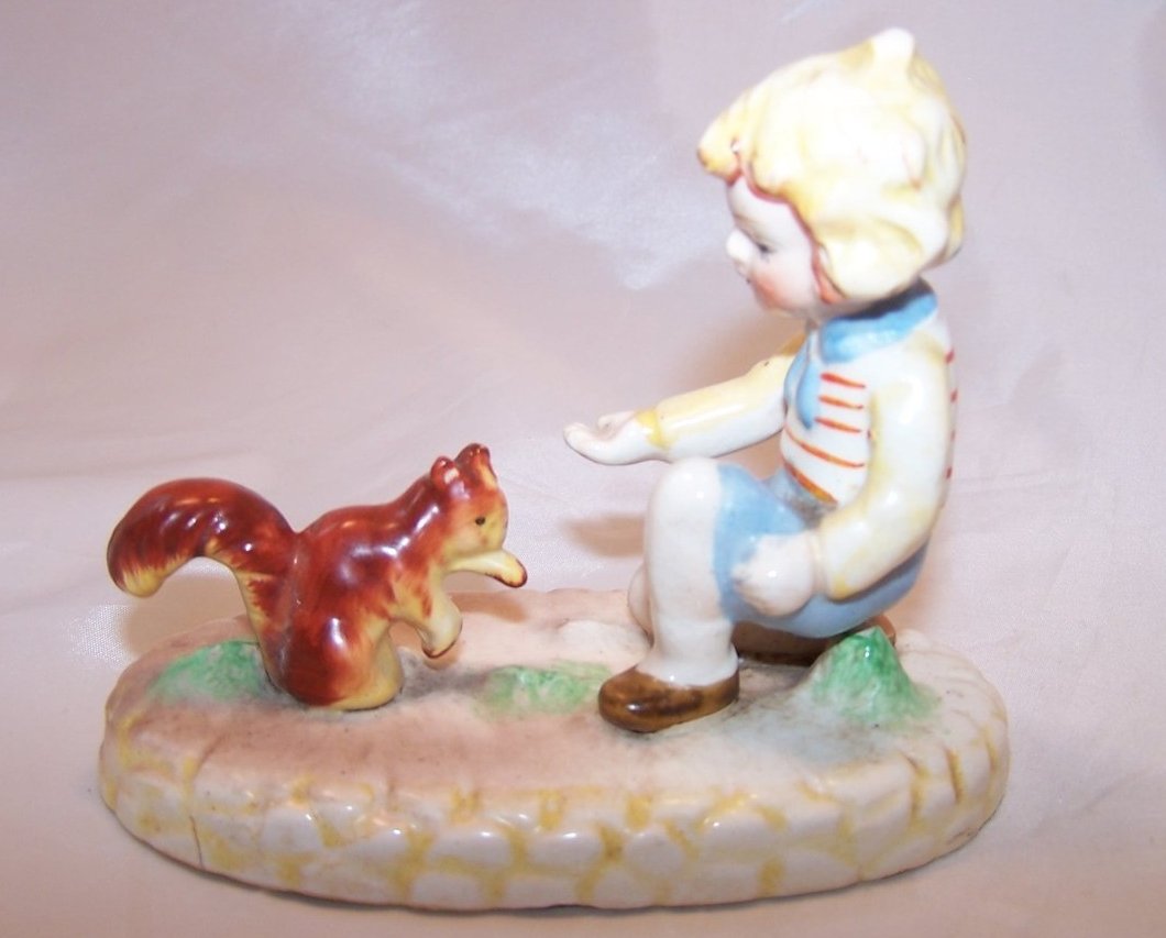 Image 3 of Child Feeding, Making Friends with Squirrel,  Japan Figurine