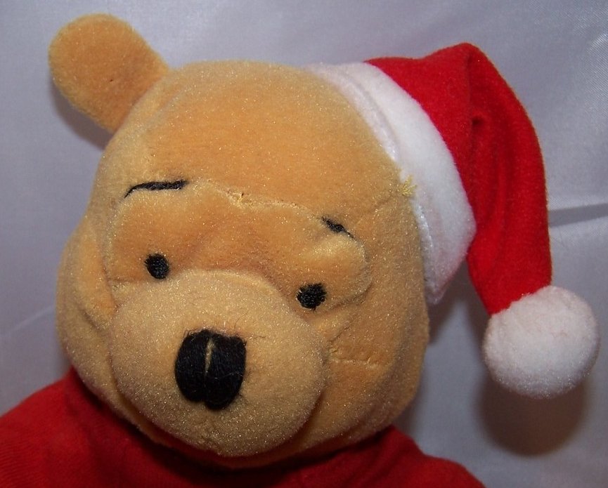Image 3 of Winnie the Pooh Santa Claus Pooh Stuffed Plush, Sitting, Disney