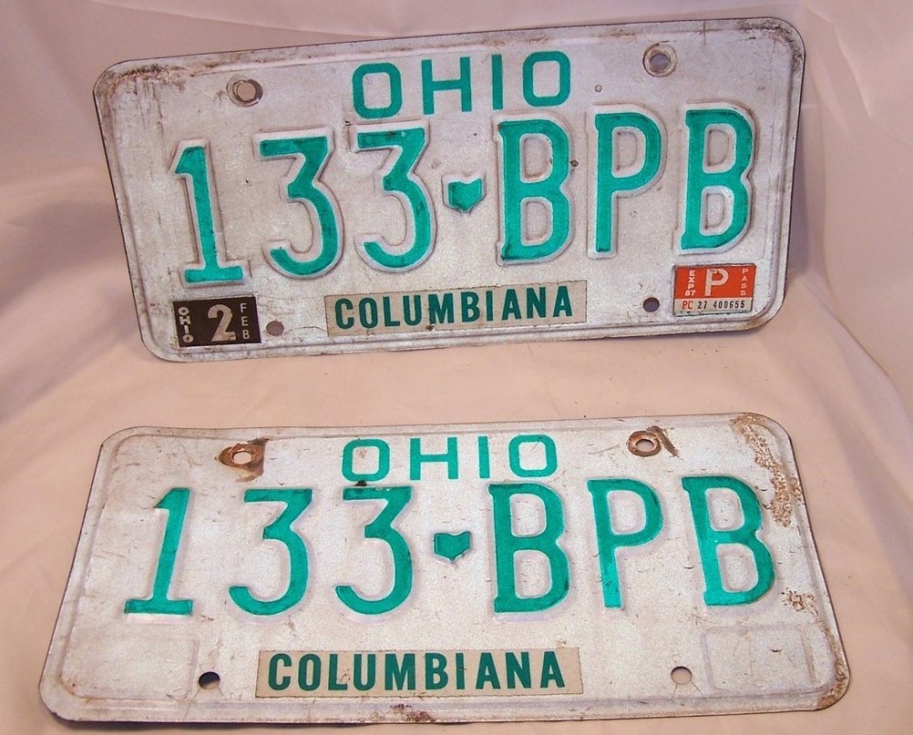 License Plate Double Set 133 BPB Ohio, 24 Years Old