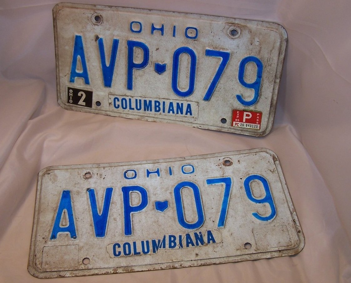 Image 0 of AVP 079  Double License Plate Set, Ohio, 26 Years Old