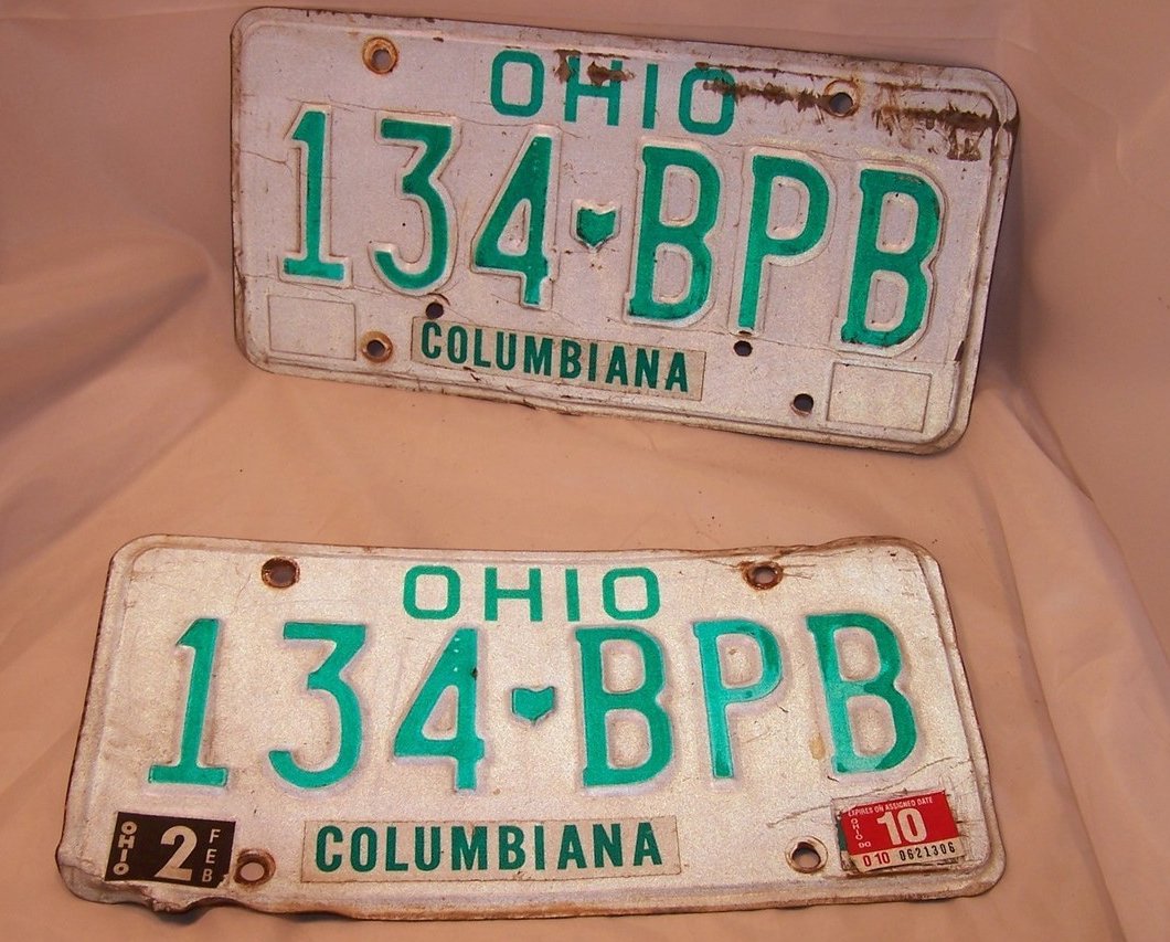 134 BPB Double License Plate Set, Ohio, 28 Years Old